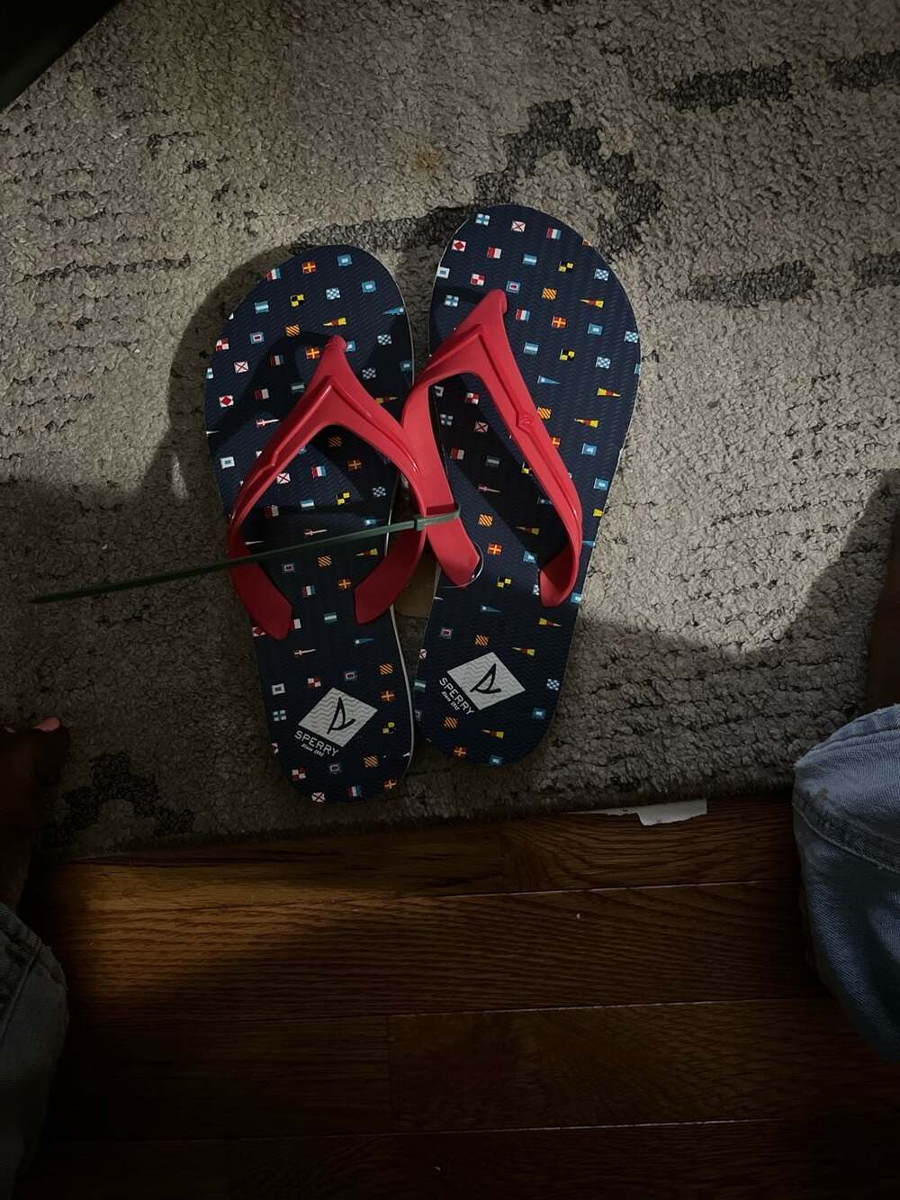 Sperry Wharf Thong Nautical Flag Navy and Red Flip Flop Sandals